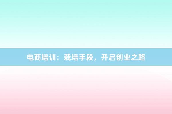 电商培训：栽培手段，开启创业之路